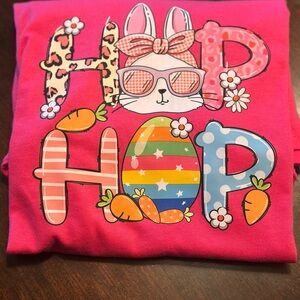 Gildan Unisex Pink "Hop Hop" Bunny Easter Graphic Tee